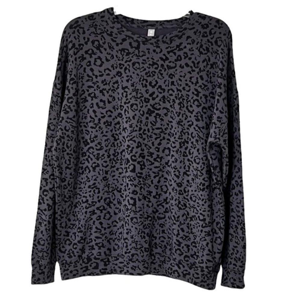 ATHLETA PURE LUXE LEOPARD PRINT SWEATSHIRT